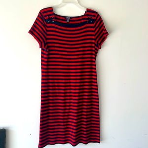 Navy and red short dress